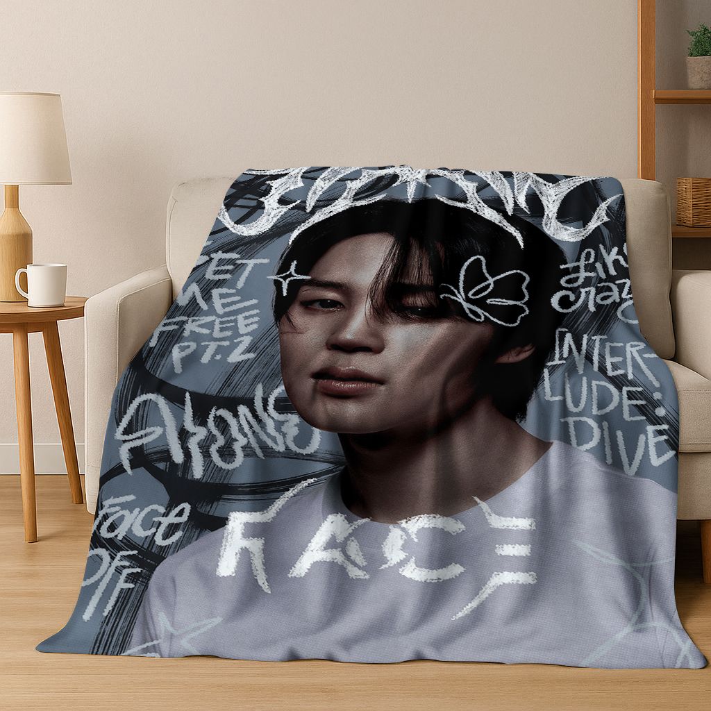 3D JIMIN Solo KPOP Singer Flannel Blanket,Warm and Cozy Soft Throw Blanket for Home Bedroom Bed Sofa Picnic Office Cover Gift