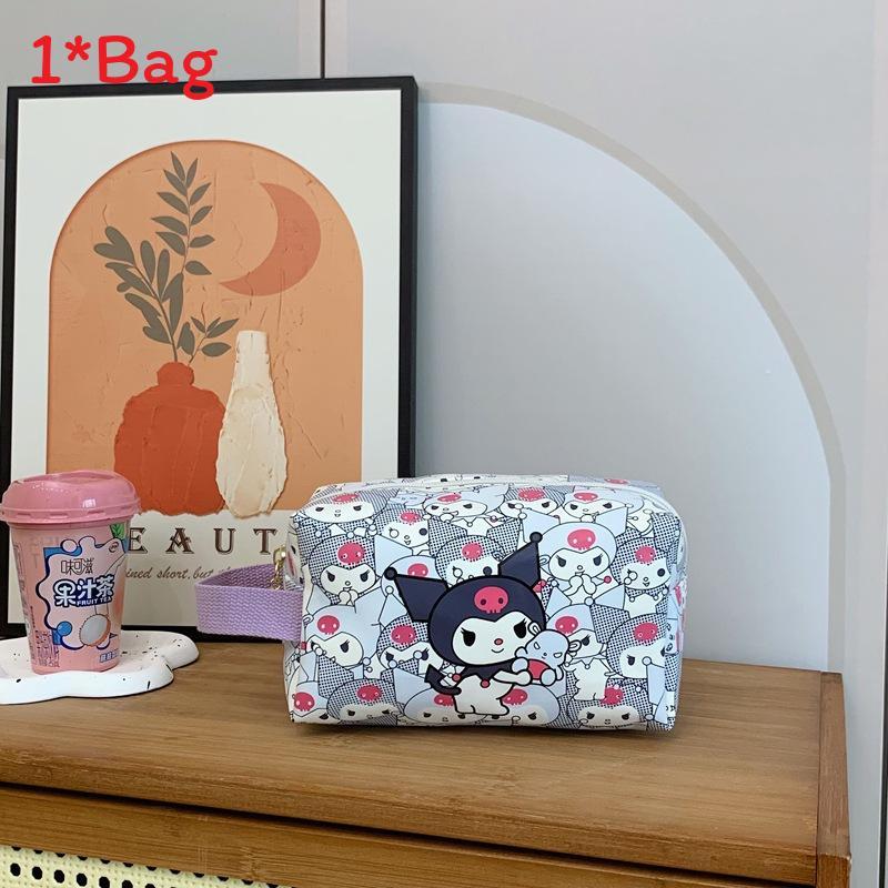 Cinnamoroll Kuromi Melody Print Nylon Travel Makeup Bag With Breathable Design For Unisex Use Style1