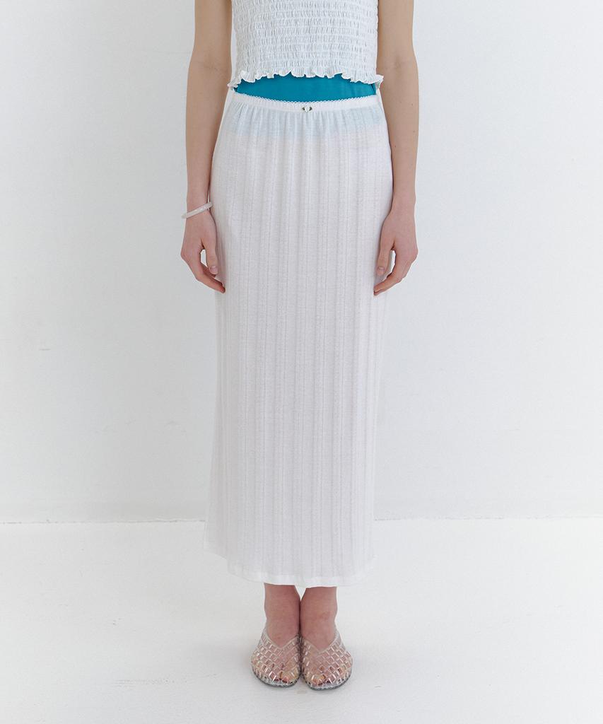 Laminez Eyelet Floral Long Skirt - Ivory