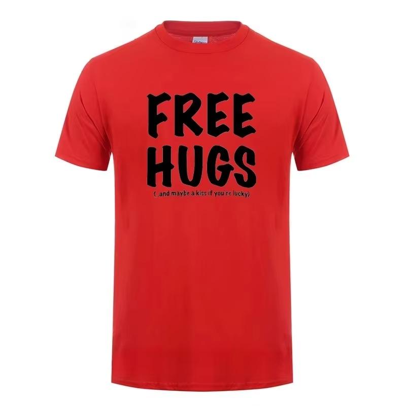 2026 Hot Sale Free Hugs Printing T Shirt for Men Women Summer Tops Tee O Neck Short Sleeve Fashion Cotton T-Shirt Tshirt Man Brand Casual Clothing