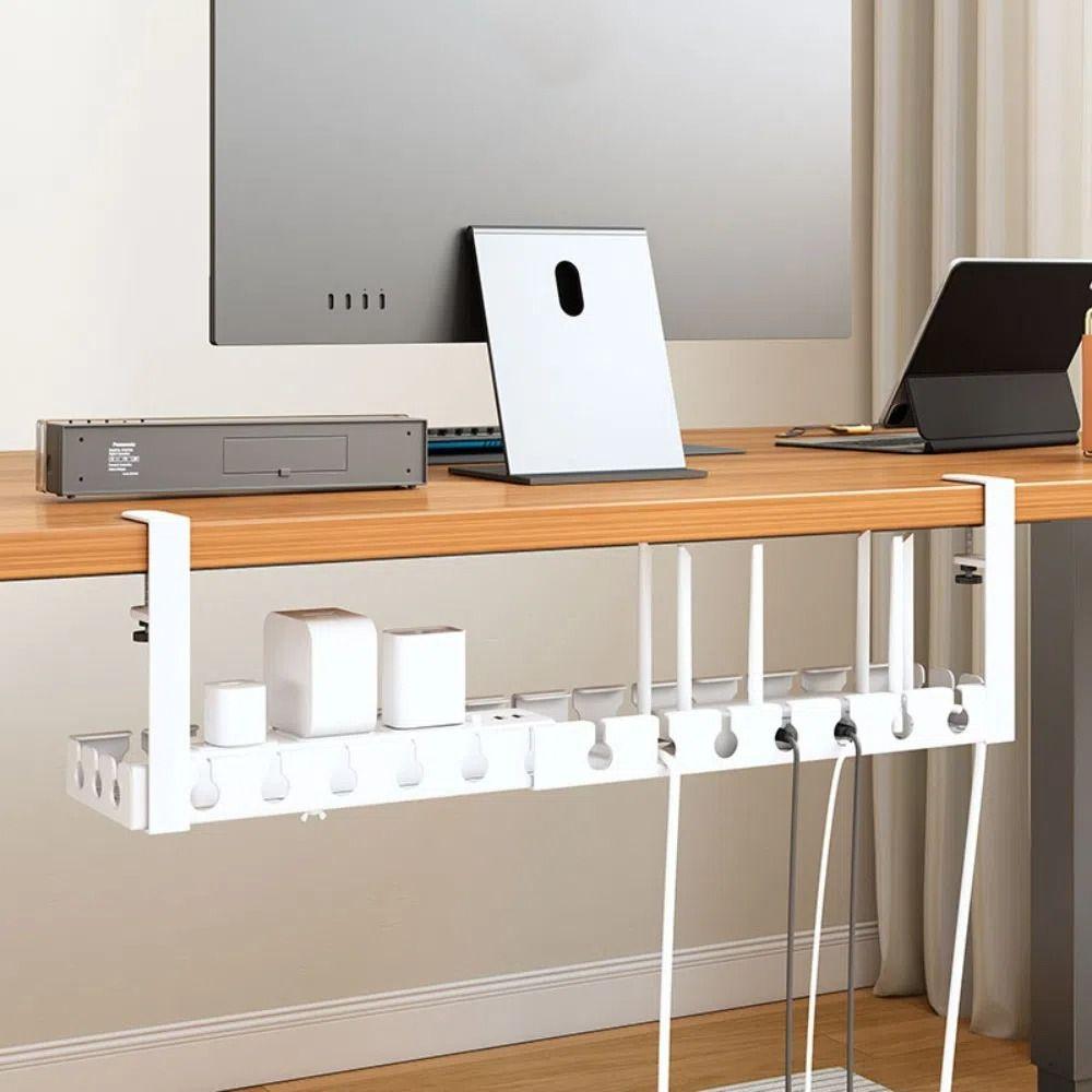 Extendable Under Desk Cable Management Tray No Drilling Cable Tray Cord Hider Raceway  for Home