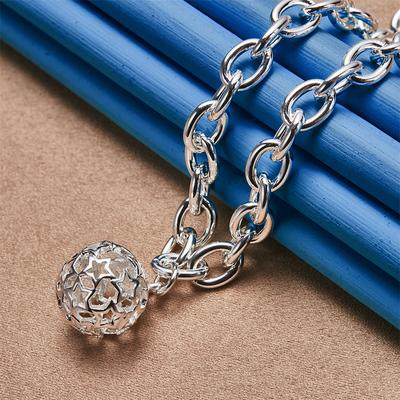 925 Sterling Silver Exquisite Hollow Ball Pendant Necklace for Women Fashion Party Wedding Gift Jewelry
