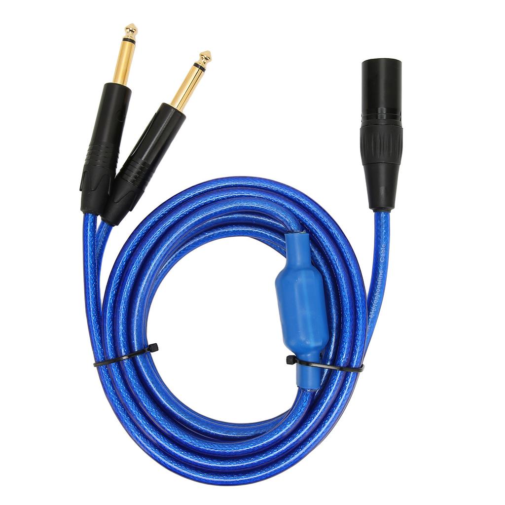XLR to Dual 6.35mm Cable Stereo Low Loss Mono Plug XLR Male Y Splitter Cord for Mic Mixer Amplifier 3.3ft