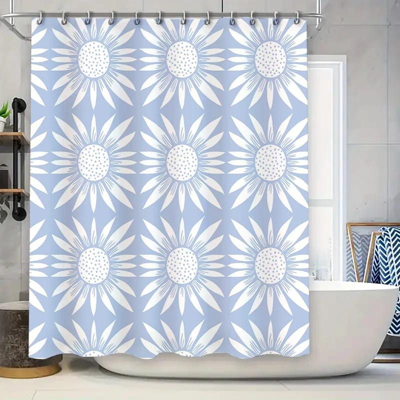 

Modern Floral Shower Curtain Set Pink White Easy Installation For Bathroom Decorations W60H190(CM)-1 Pcs