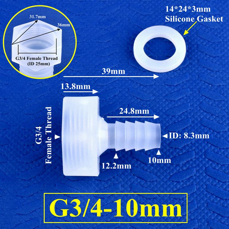 PP Direct Connector G1/2" 3/4" Female Thread To 4~25mm Barb Joint Micro Irrigation Garden Water Pagoda Hose Joint Aquarium Tank Fittings