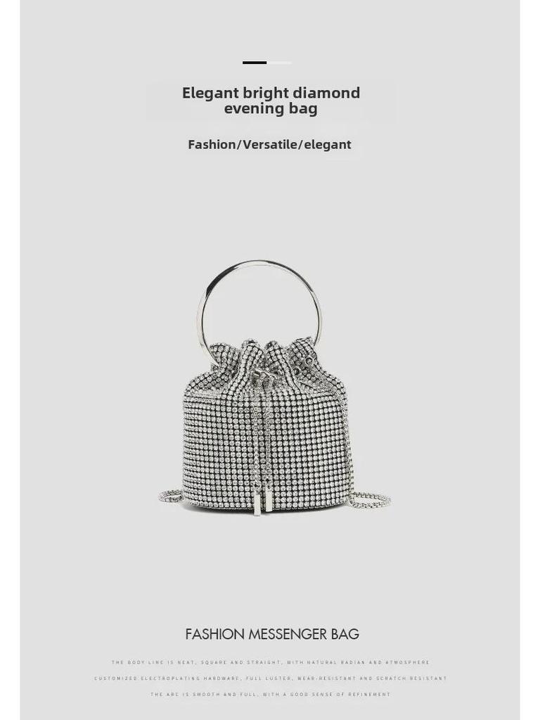 Spring 2025 Diamond Chain Bucket Crossbody Evening Bag