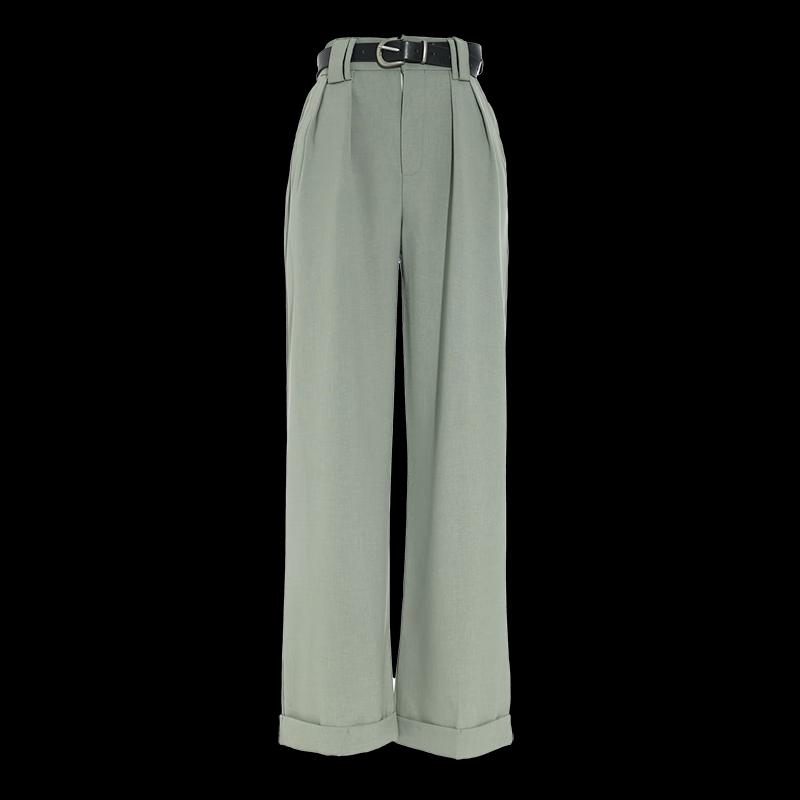 Women's High-Waist Straight-Leg Cropped Casual Trousers