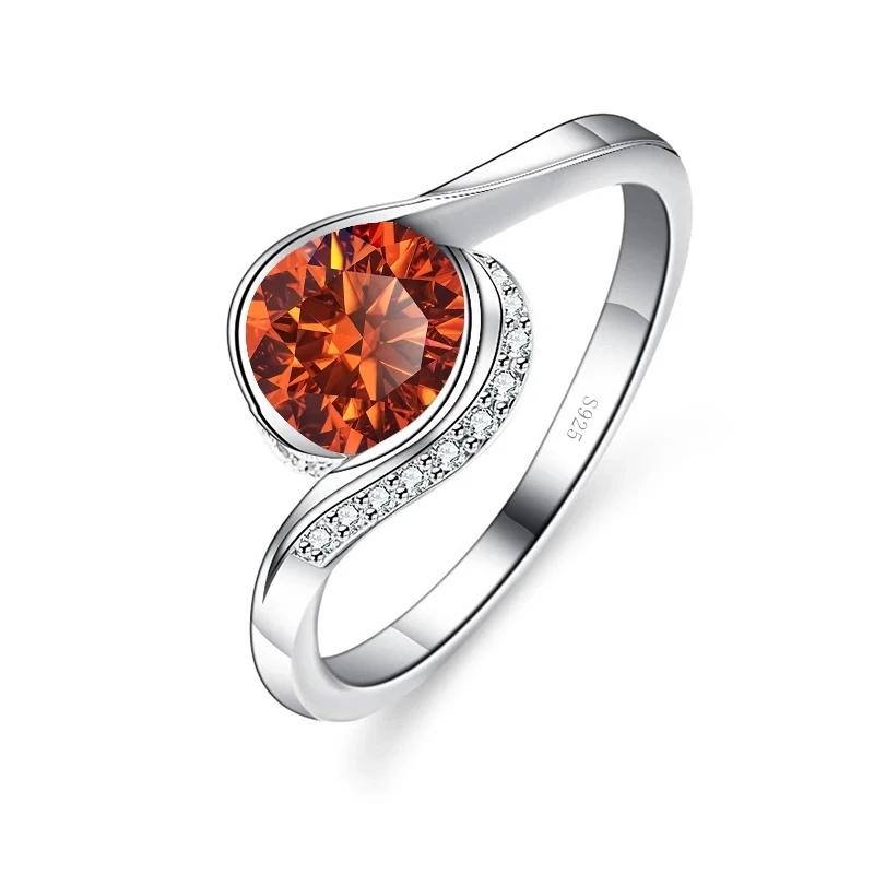 Bague Ringen S925 Pure Inlaid 1ct D Color Moissanite Roundabout Bag Series Women's Simple Closed Ring