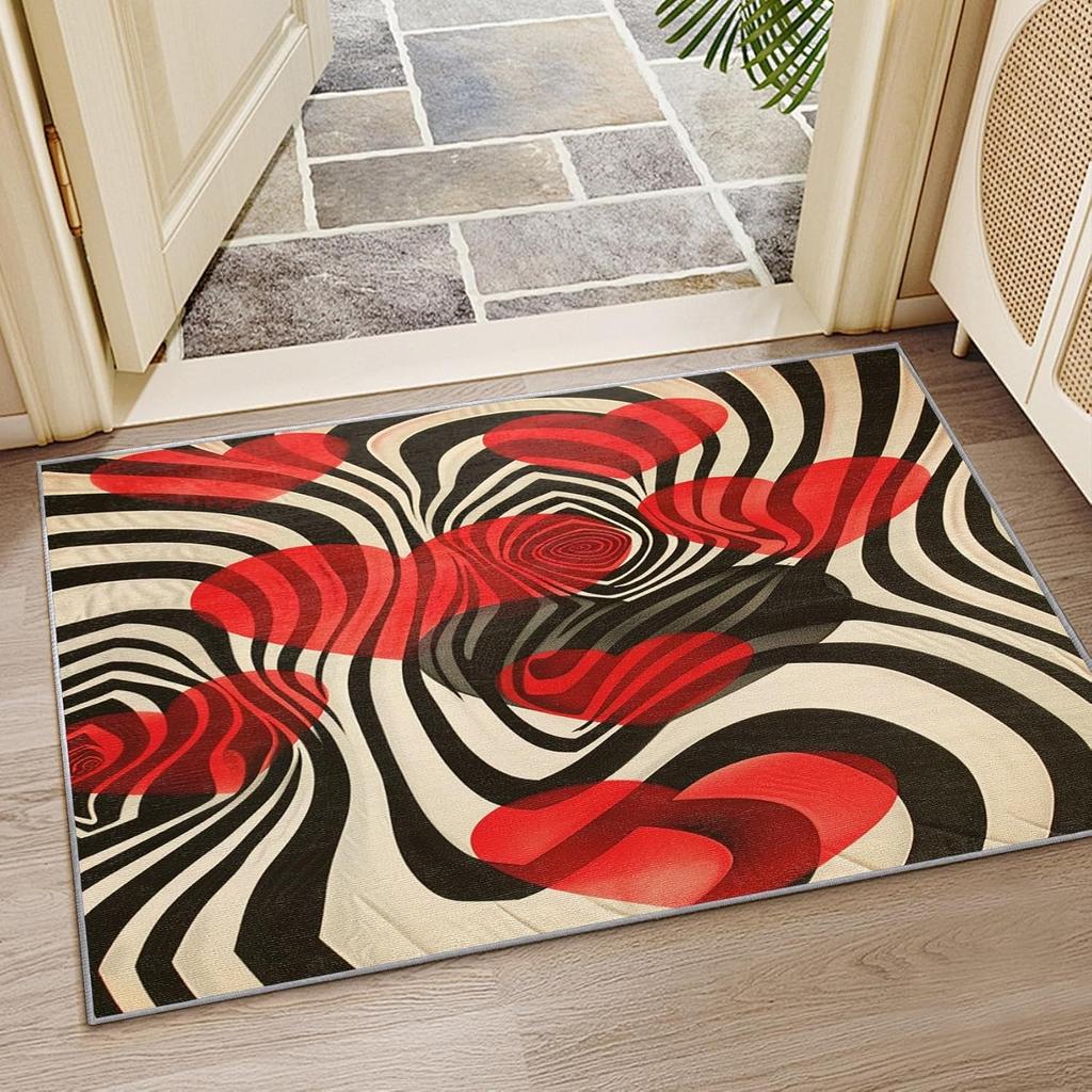 Romantic Heart Print Doormat Soft Non-Slip Indoor Outdoor Entryway Rug Love Theme Home Decor Mat Valentine's Day Welcome Carpet