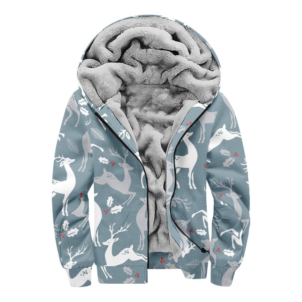 Suéter Masculino Com Impressão Casual Manga Longa Com Zíper Grosso Terno De Algodão Inverno