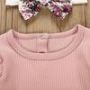 Toddler Long Sleeve Romper+Floral Print Suspender Skirts Outfits