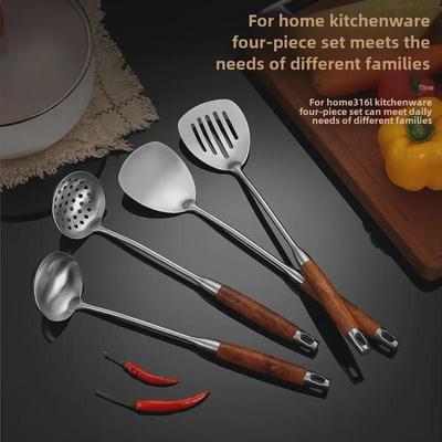 Mini Spatule Cuillère en Acier Inoxydable avec Manche en Bois de Rose – Ustensiles de Cuisine Antidérapants