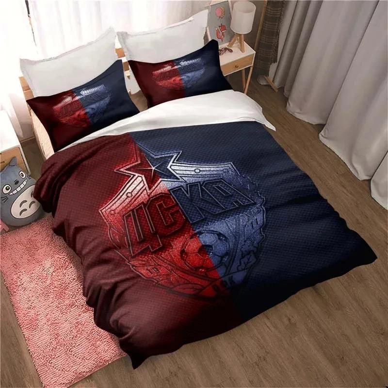 

Комплект постельного белья с принтом футбольного клуба ЦСКА Москва, симпатичное одеяло, покрывало с наволочкой, индивидуальный комплект постельного белья с наволочкой EU Double 200x200cm