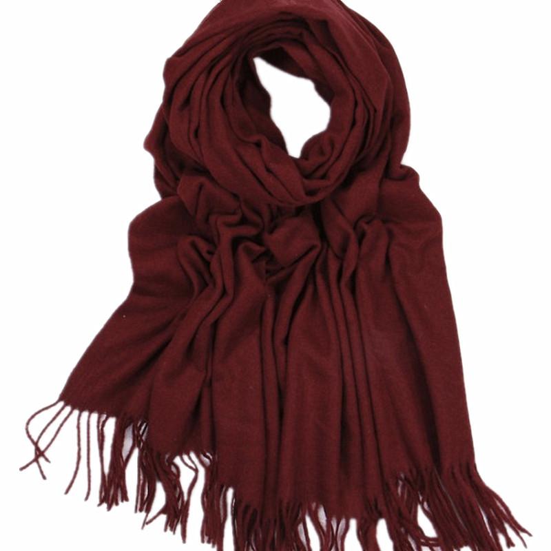 Warm Tassel Shawl Autumn and Winter Solid Color Cashmere Scarf Winter Solid Color Wool Scarf for Men and Women