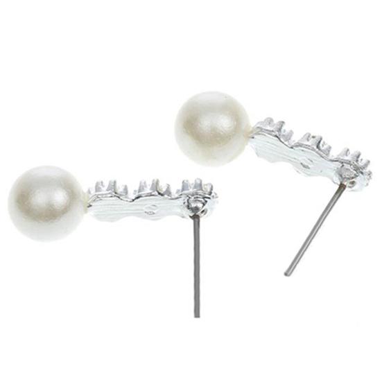 Women's White Faux Pearl Earrings Rhinestone Eardrop Ear Studs Bride Jewelry