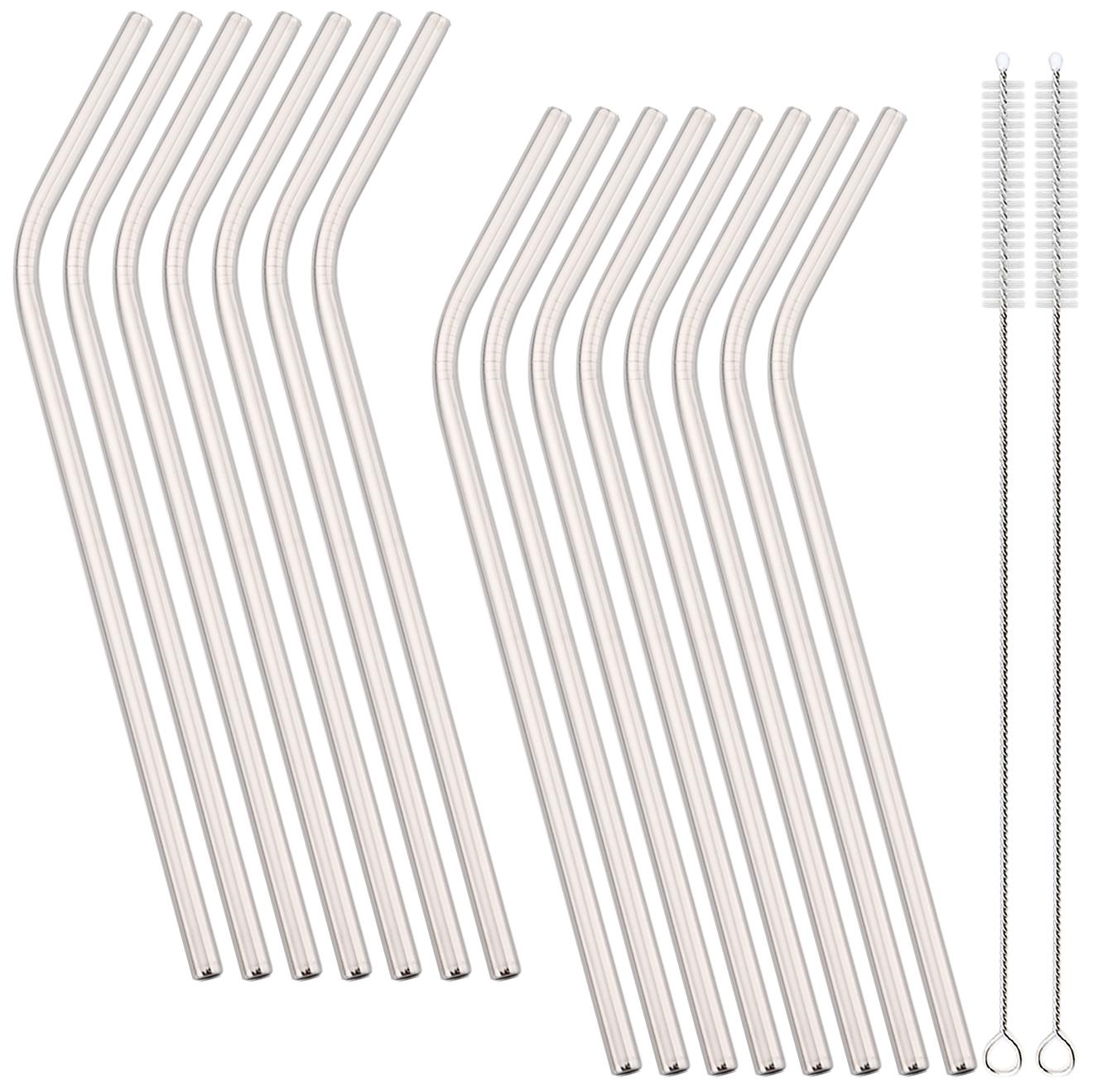 

Набор металлических питьевых трубочек 15 шт. Трубочки из нержавеющей стали 304 со щеткой Трубочки для молочных коктейлей, фруктовых соков, чая, коктейлей Барные аксессуары серебряный