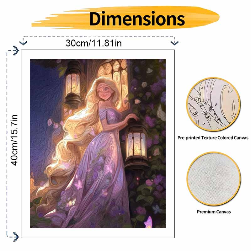 Disney Oil Painting Kit Canvas Princess Garden Night Lantern Home Decor Gift
