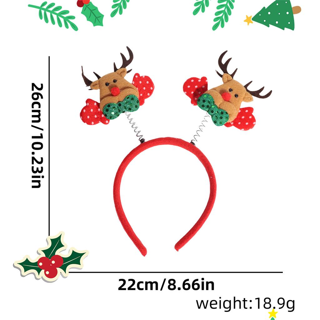 Deer Antlers Headband Long-Lasting Snowman Headband Christmas Tree Headband Glittering For Adult Christmas Parties