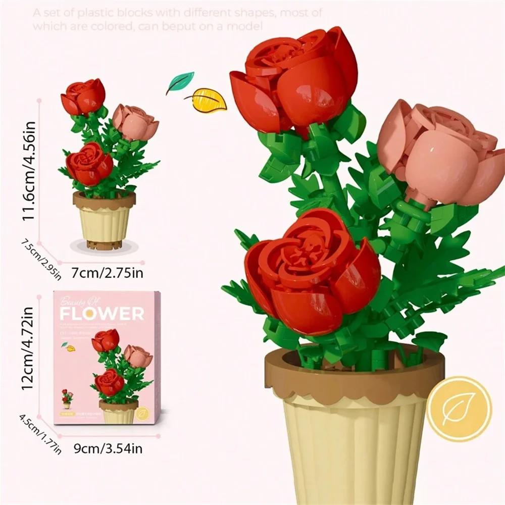 KNEW BUILT Mini Flower Bouquet 3D Model Building Blocks Ideal Holiday Party Gift for Girls or Versatile Decoration Kids Toys