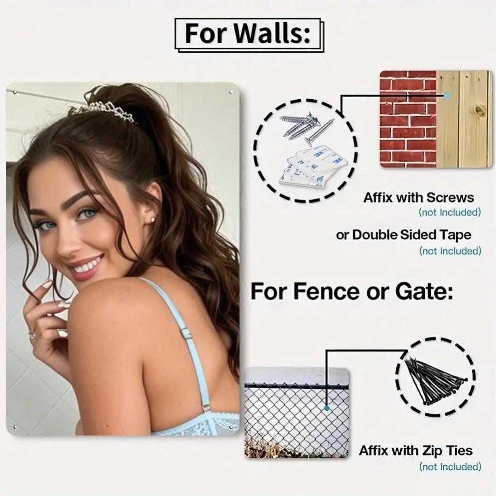 Elegant Curly Hair Female Portrait Aluminum Wall Art -  Waterproof Heat-Resistant Decor for Home Salon Cafe Studio Gift
