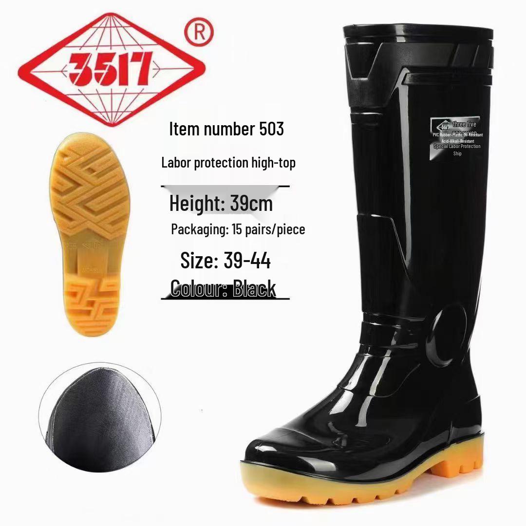 

Men s Waterproof High-Top Non-Slip Rain Boots with Thickened Plus Velvet Lining Size 40