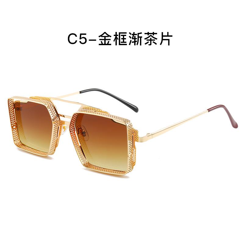 Vintage Steampunk Style Sunglasses Men'S Metal Hollow Box Sunglasses Men'S Trendy Double Beam Glasses