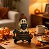 Cute Ghost Figurine Halloween Reading Figurine, Wooden Desktop Ornaments, Vintage Style Window Ornaments Statue with Stand for Home Tabletop Fireplace