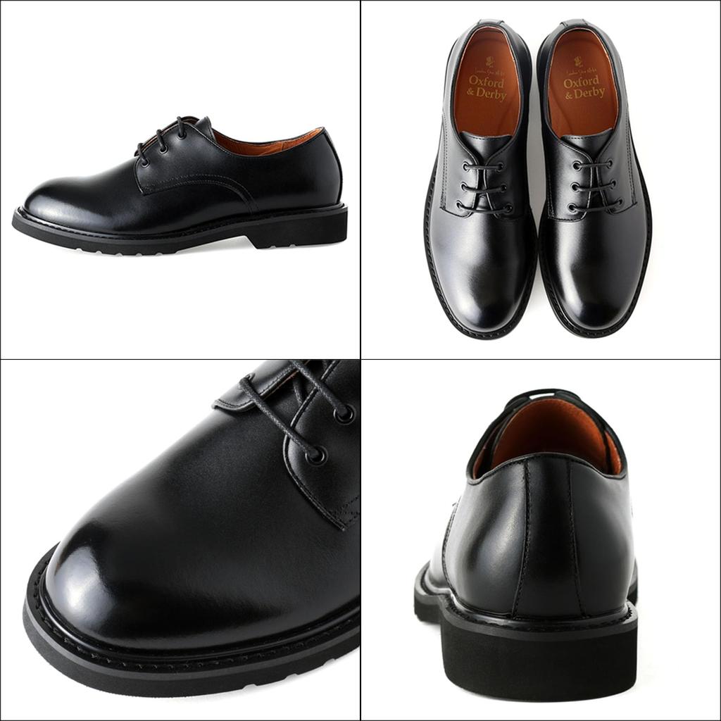 [London Shoe Make Co., Ltd.] Dress Shoes for Men, Lace-up Leather Shoes, Open Lacing, Plain Toe, Business Shoes, Casual, Lightweight, Non-slip, Men's