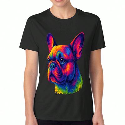 Coffee & Dogs Ladies Cotton T Shirt, Pure Cotton Premium Printing,Durable,Leisure And Fashion. Perfect For Coffee And Dog Lovers, Comfortable Daily We