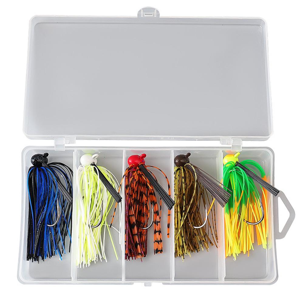 5pcs 12g Skirt Beard Fishing Lures Buzzbait Weedless Fishing Lure Swim Jig Head Artificial Bait for Bass Pike Swim Jig