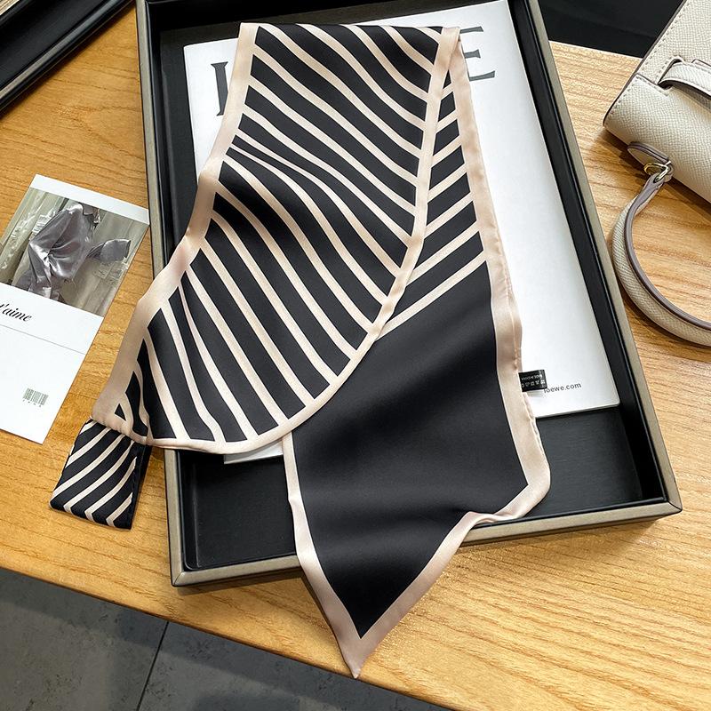 Women Skinny Neck Scarf Shawls Wraps Black Pink Small Office Hairband Neckerchief Foulard Scarves Ladies
