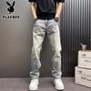 Men's Elastic Waist Straight Wide Leg Jeans