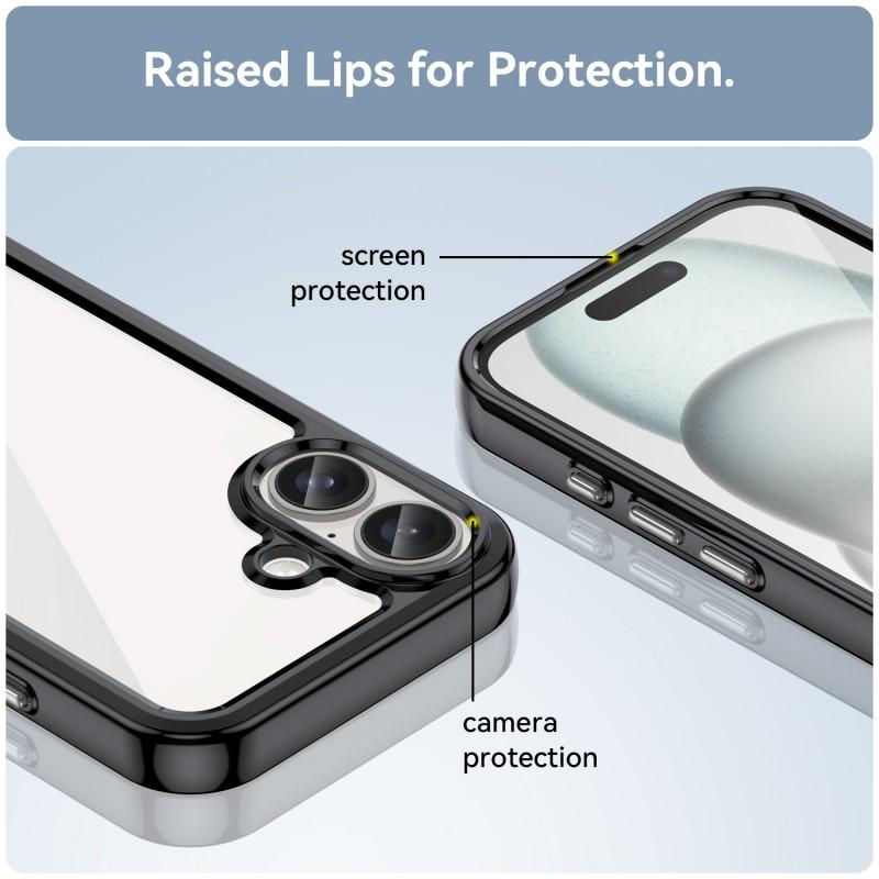 For iPhone 16 Phone Case WANLONFENG XC Series TPU Acrylic Cover with Tempered Glass (Big Lens Hole)