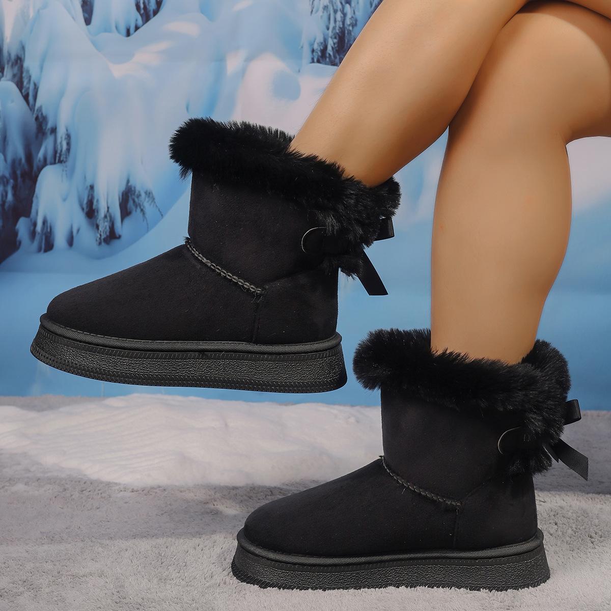 Женская подкладка с мягкой толстой подошвой, увеличивающая рост, домашняя, уличная, утолщенная, теплая, легкая, удобная хлопковая обувь, зимние ботинки 36 чёрный