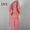 Breathable Lightweight Suit Set 2 Pcs/Set Women Crop Top Pants V Neck Half Bubble Sleeves High Waist Wide Leg Single-breasted Lace-up Solid