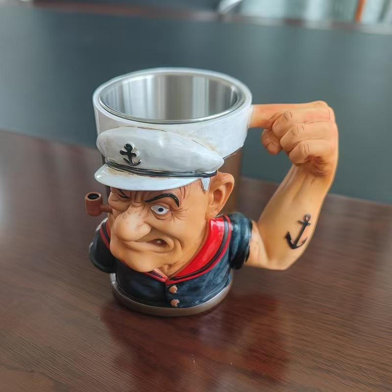 Powerful water cup, creative water cup, Popeye Power Mu, Comes with inner liner, Pineda mug, gift