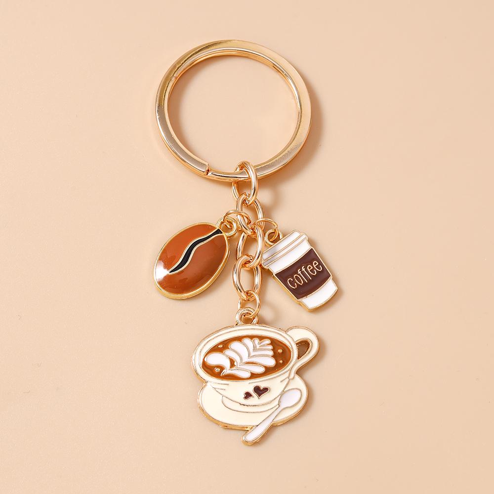 

Fashion Coffee Keychain Women Girls Key Ring Pendant for Handbag Decor DIY Key Chain Jewelry Gift