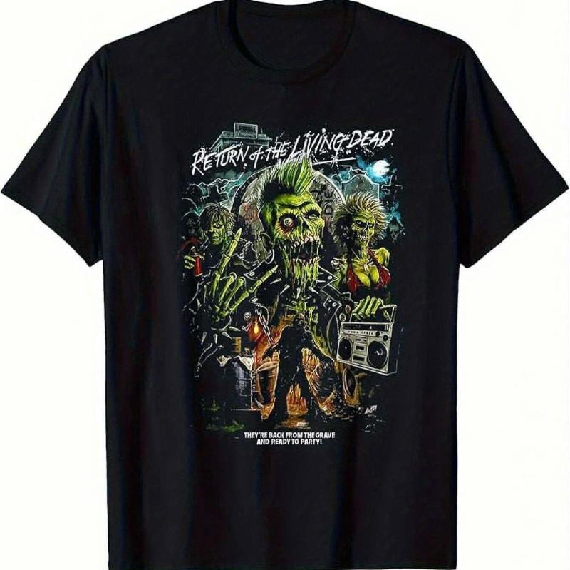 

Summer Men s Best-selling Return of The Living Dead Horror Movie Pattern T-shirt - Zombie and Band Design Printed T-shirt 4XL
