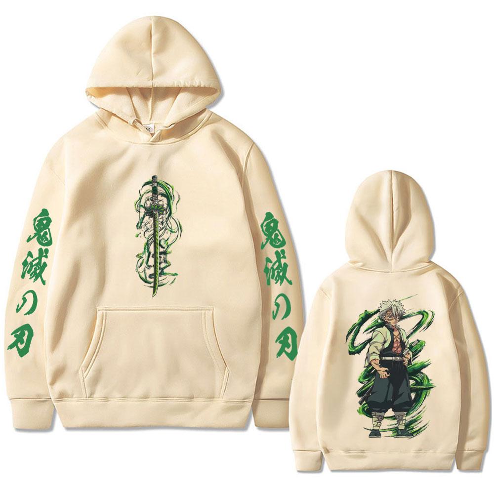 Anime Demon Slayer Wind Hashira Shinazugawa Sanemi Graphic Hoodie Men Women Cartoon Casual Pullover Male Fleece Hoodies