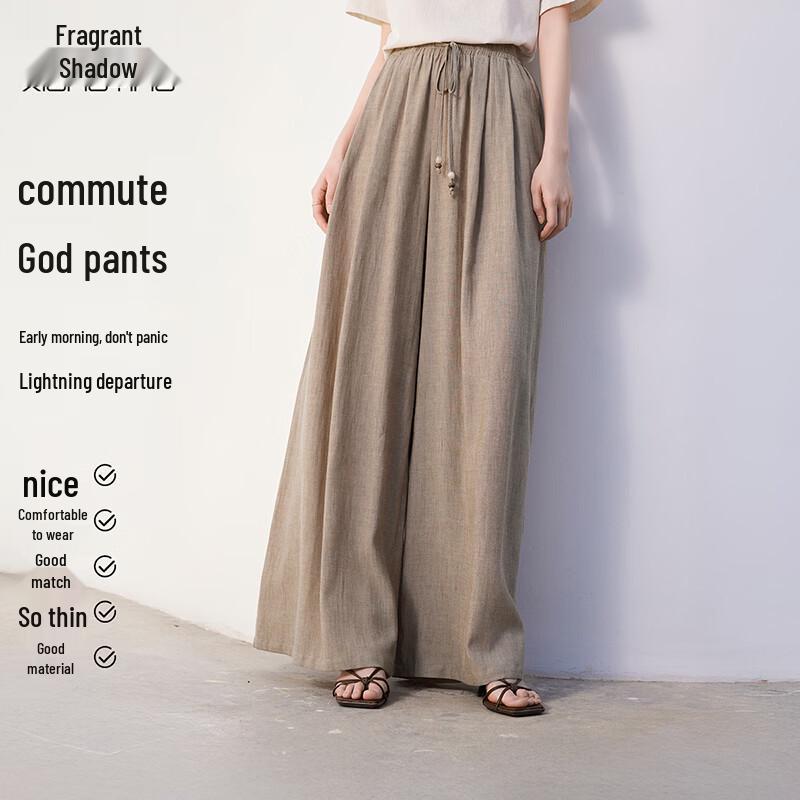 Xiangying Women s Coffee High-Waisted Loose Casual Pants M