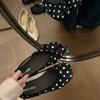 Pretty Feifei women's shoes new polka dot satin light mouth Mary Jane single shoes spring and summer slope bottom ballet split toe shoes