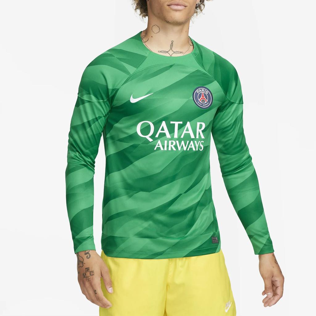 Nike Paris Saint-Germain 2023/24 Stadium Goalkeeper Crew Neck Moisture-Wicking Football Shirt Men tops Stadium-Green Peacock-Green White DX2637-325
