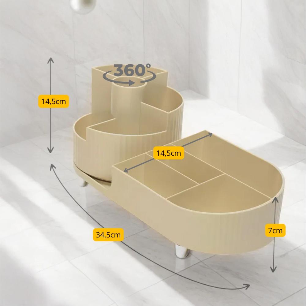 Organizer container rotating box for brushes cosmetics office elegant