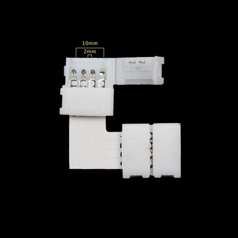 4 Packs L-shape 4Pin RGB 5050 LED Connector LED Strip Light Connectors