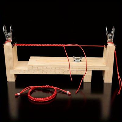1 weefraam, rode touwweefmachine, gevlochten touw, DIY-materiaal gewikkeld handtouwweefraam, gevlochten armband fixeerpad Bordgereedschap