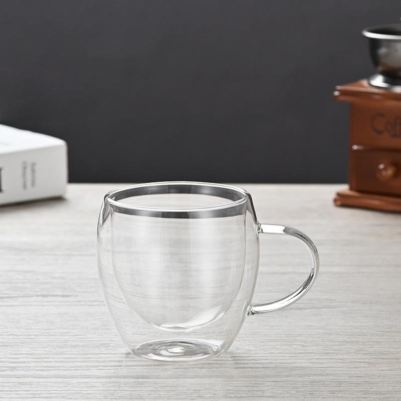 Exquisite Double Wall Glass Cup Coffeeware Mug Transparent Wall High Borosilicate Water Cups Heat Resistant Handle Espresso Cup