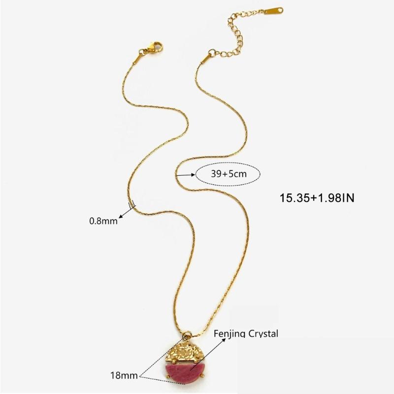 French Inspired Adjustable Round Pendant Necklace Elegant Stainless Steel Lightweight Chain For Women Gift Layering Jewelry