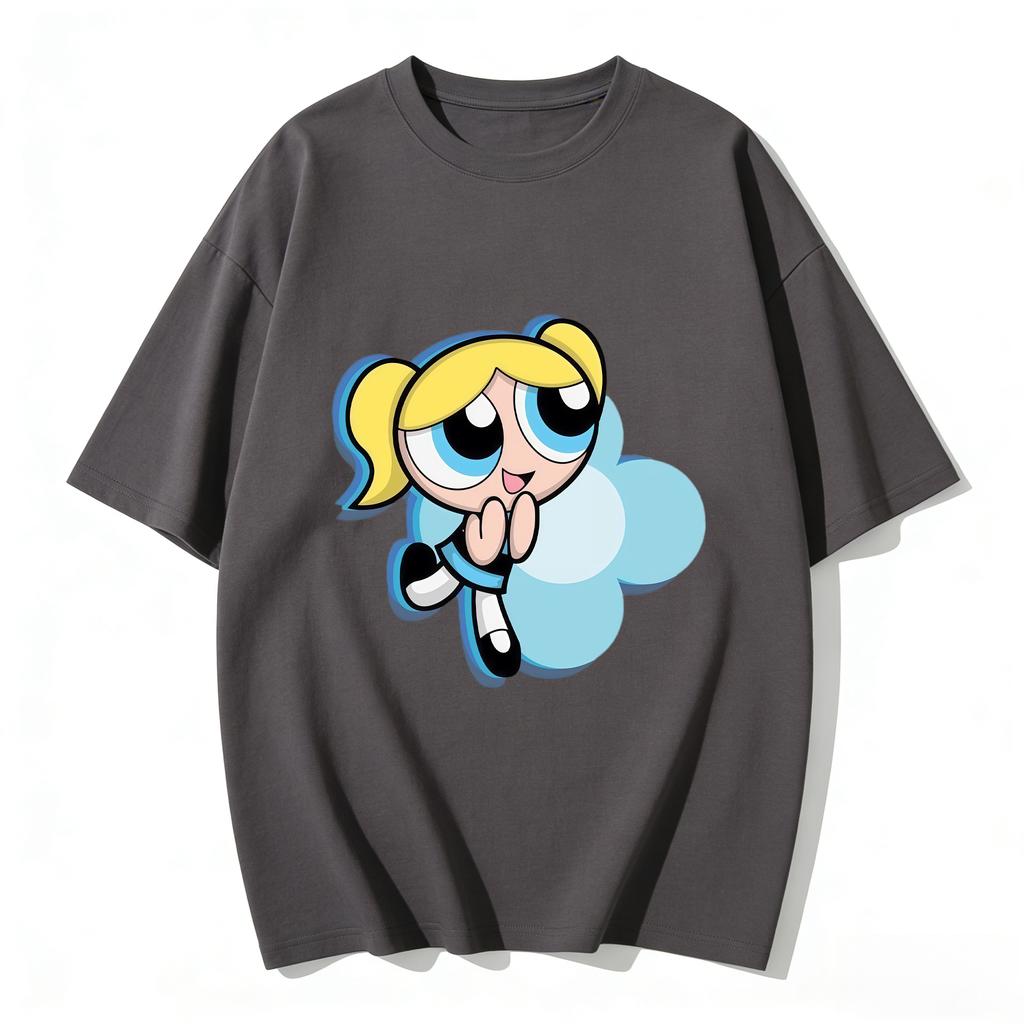 2026 Sommer Niedliche Powerpuff Girls Familien-Matching T-Shirts Cartoon-Druck Baumwoll-T-Shirts Lässige Kurzarm-Oberteile für Kinder und Erwachsene