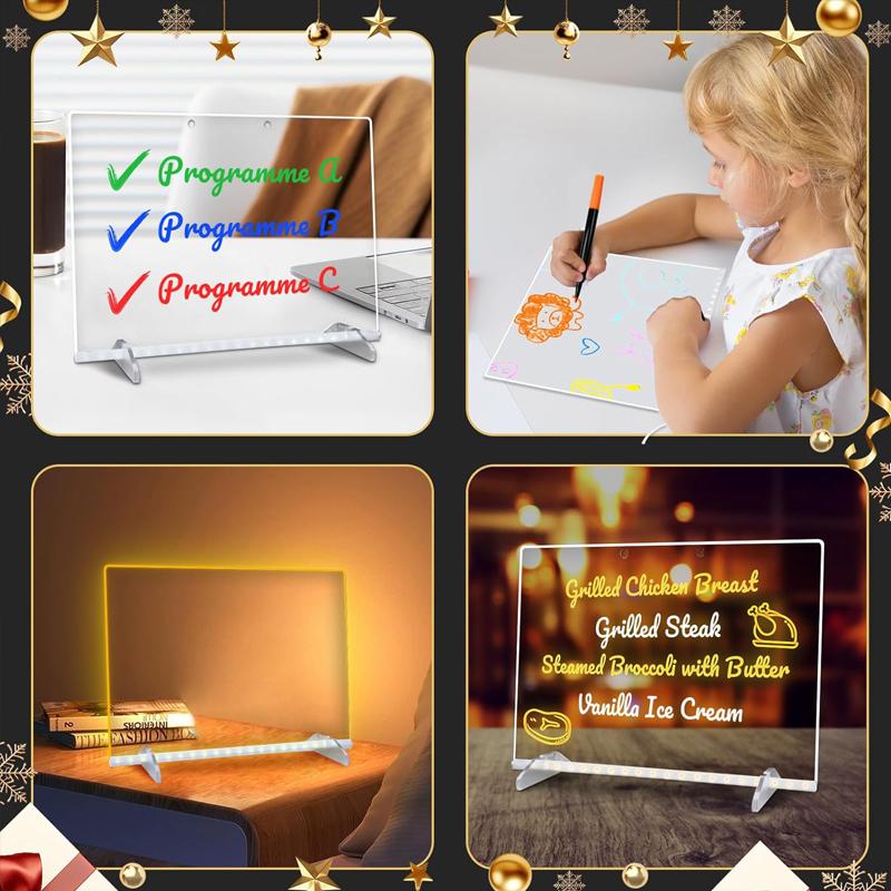 LED Note Board DIY Acrylic Night Light Board with 7 Pens Luminous Drawing Painting Board Message Board For Kids Birthday Gift