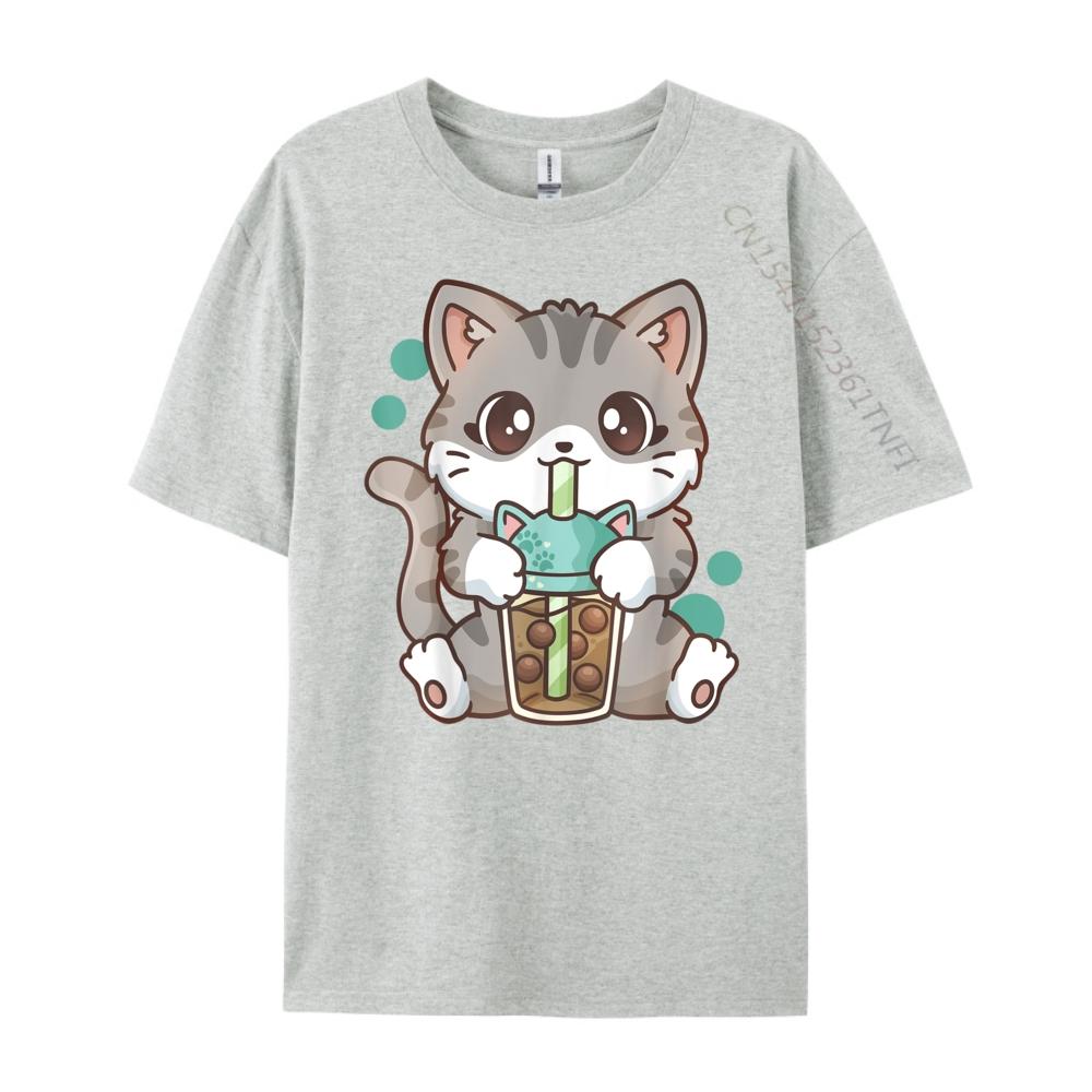 Boba Cat Bubble Tea Cat Kawaii Anime Girls Graphic T Shirts Unisex Oversized Camiseta Masculina Holidays